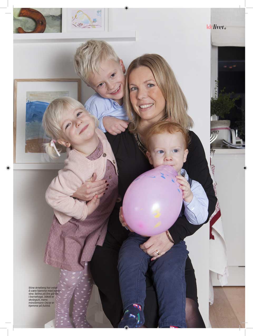 Stine Arneberg og barna Jakob, Selma og Oskar. Faksimile fra KK. Foto: Anne Elisabeth Næss
